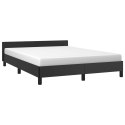 Rama łóżka z zagłówkiem, czarna, 140x190 cm, sztuczną skórą