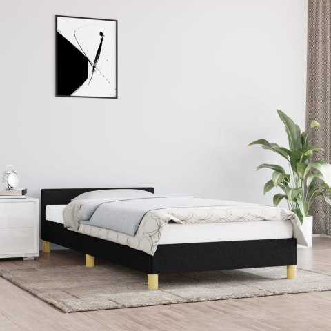 Rama łóżka z zagłówkiem, czarna, 90x190 cm, obita tkaniną