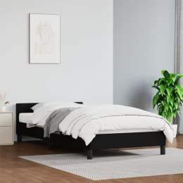 Rama łóżka z zagłówkiem, czarna, 90x200cm, obite sztuczną skórą