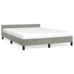 Rama łóżka z zagłówkiem, jasnoszara, 140x190 cm, aksamitna
