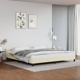 Rama łóżka z zagłówkiem, kremowa, 200x200 cm, sztuczna skóra