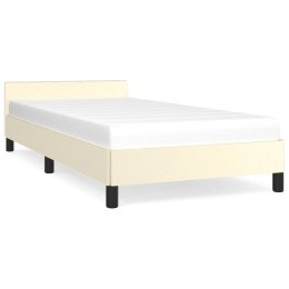 Rama łóżka z zagłówkiem, kremowa, 80x200 cm, sztuczna skóra