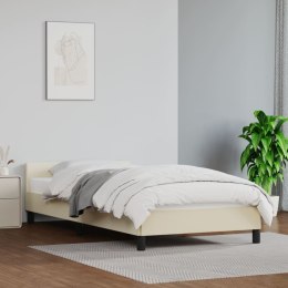 Rama łóżka z zagłówkiem, kremowa, 90x190 cm, sztuczna skóra