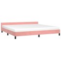 Rama łóżka z zagłówkiem, różowa, 200x200 cm, aksamitna