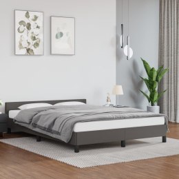 Rama łóżka z zagłówkiem, szara, 140x190 cm, sztuczna skóra