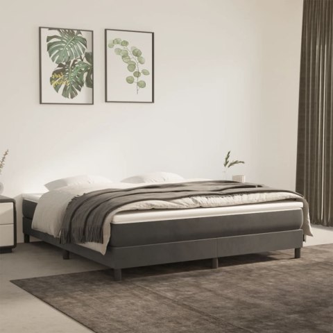 Łóżko kontynentalne, ciemnoszare, obite aksamitem, 160x200 cm