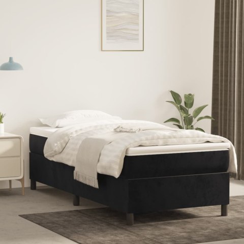 Łóżko kontynentalne, czarne, obite aksamitem, 80x200 cm