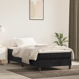 Łóżko kontynentalne, czarne, obite aksamitem, 90x200 cm