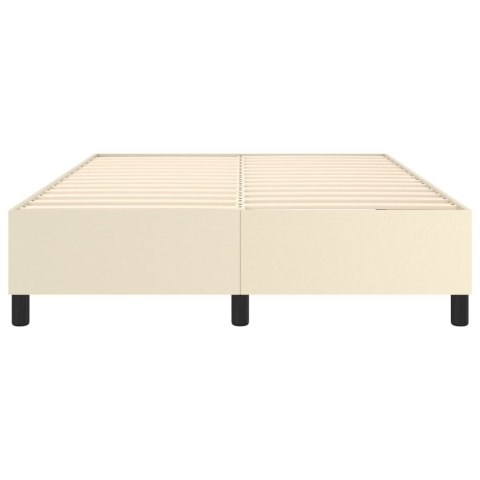 Łóżko kontynentalne, kremowe, 140x200 cm, obite sztuczną skórą
