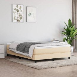 Łóżko kontynentalne, kremowe, tapicerowane tkaniną, 140x200 cm