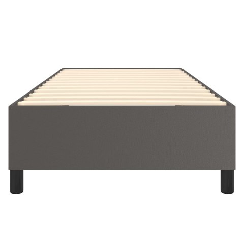 Łóżko kontynentalne, szare, 90x190 cm, obite sztuczną skórą