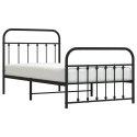 Metalowa rama łóżka z wezgłowiem i zanóżkiem, czarna, 100x190cm