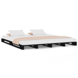 Łóżko z palet, czarne, 120x190 cm, lite drewno sosnowe