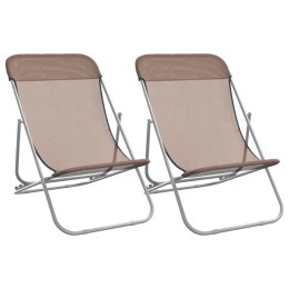 Składane krzesła plażowe, 2 szt., brązowe, Textilene i stal