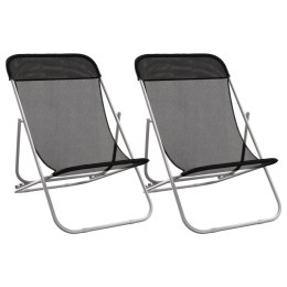 Składane krzesła plażowe, 2 szt., czarne, Textilene i stal