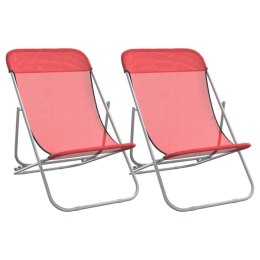 Składane krzesła plażowe, 2 szt., czerwone, Textilene i stal