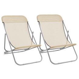 Składane krzesła plażowe, 2 szt., kremowe, Textilene i stal