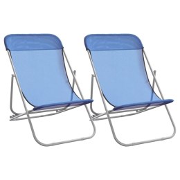 Składane krzesła plażowe, 2 szt., niebieskie, Textilene i stal
