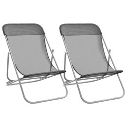 Składane krzesła plażowe, 2 szt., szare, Textilene i stal