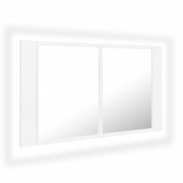 Szafka łazienkowa z lustrem i LED, biała, 80x12x45 cm, akryl