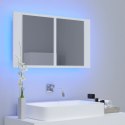 Szafka łazienkowa z lustrem i LED, biała, 80x12x45 cm, akryl