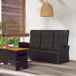 Rozkładana ławka ogrodowa z poduszkami, czarna, 173 cm