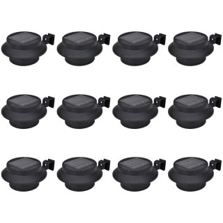 Solarne lampy ogrodzeniowe LED, 12 szt., czarne