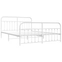 Metalowa rama łóżka z wezgłowiem i zanóżkiem, biała, 183x213 cm