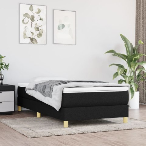 Łóżko kontynentalne, czarne, tapicerowane tkaniną, 100x200 cm