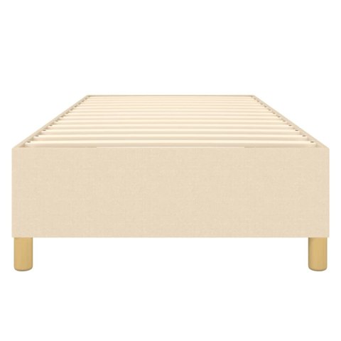 Łóżko kontynentalne, kremowe, tapicerowane tkaniną, 90x200 cm