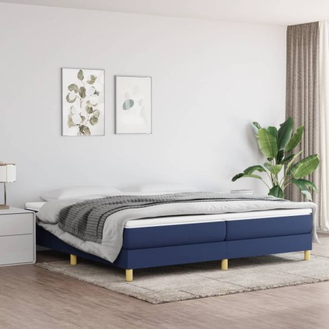 Łóżko kontynentalne, niebieskie, obite tkaniną, 200x200 cm