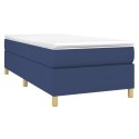 Łóżko kontynentalne, niebieskie, obite tkaniną, 90x190 cm