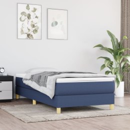 Łóżko kontynentalne, niebieskie, obite tkaniną, 90x200 cm