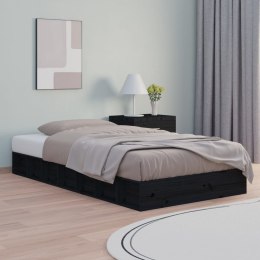 Rama łóżka, czarna, 75x190 cm, pojedyncza, lite drewno
