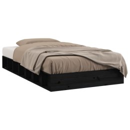 Rama łóżka, czarna, 90 x 200 cm, lite drewno