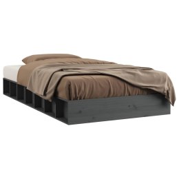 Rama łóżka, szara, 135x190 cm, podwójna, lite drewno