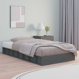 Rama łóżka, szara, 75x190 cm, pojedyncza, lite drewno