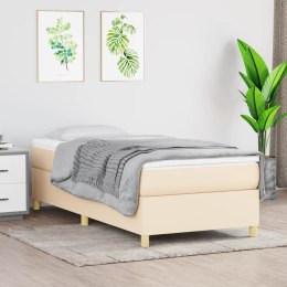 Łóżko kontynentalne, kremowe, tapicerowane tkaniną, 90x190 cm