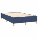 Łóżko kontynentalne, niebieskie, obite tkaniną, 120x200 cm