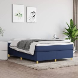 Łóżko kontynentalne, niebieskie, obite tkaniną, 140x200 cm