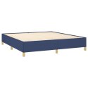 Łóżko kontynentalne, niebieskie, obite tkaniną, 180x200 cm