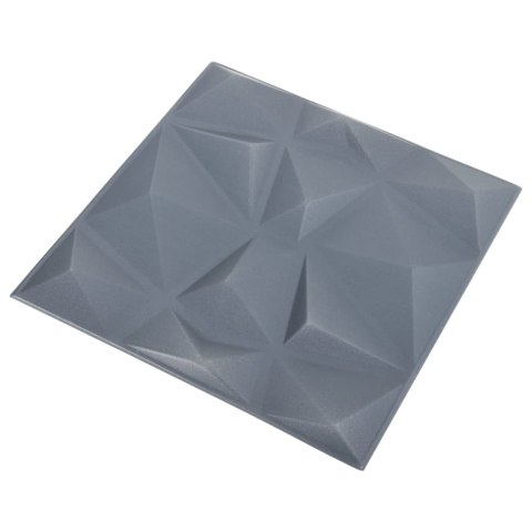Panele ścienne 3D, 48 szt., 50x50 cm, diamentowa szarość, 12 m²