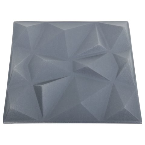 Panele ścienne 3D, 48 szt., 50x50 cm, diamentowa szarość, 12 m²