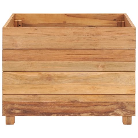 Podwyższona donica 50x40x38cm drewno tekowe z recyklingu i stal