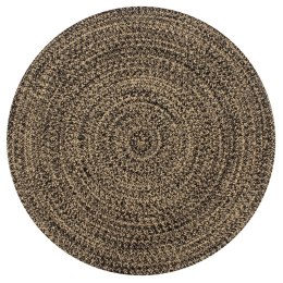 Ręcznie wykonany dywan, juta, czarny i naturalny, 150 cm
