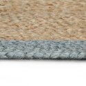 Ręcznie wykonany dywanik, juta, oliwkowozielona krawędź, 150 cm