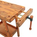 Stolik roboczy z i imadłami, 92x48x83 cm, drewno akacjowe