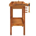 Stolik roboczy z szufladą i imadłami, 124x52x83 cm, akacjowy