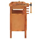 Stolik roboczy z szufladą i imadłami, 124x52x83 cm, akacjowy