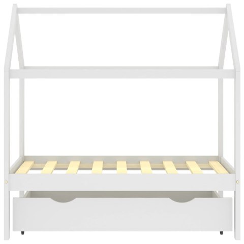 Rama łóżka dziecięcego z szufladą, biała, sosnowa, 70x140 cm